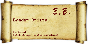 Brader Britta névjegykártya